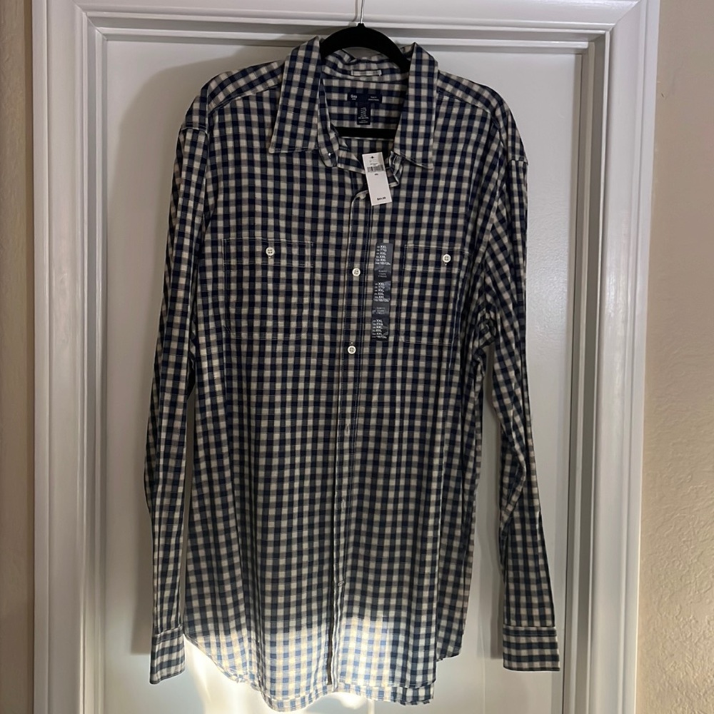 All New; Blue checkered button up